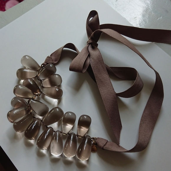 J. Crew Polished Teardrop Ribbon Necklace - Picture 1 of 9